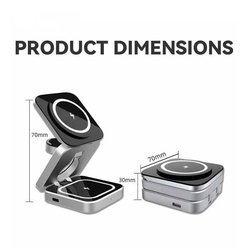 3 in 1 Wireless Charger Stand Magnetic Folding Stand for Apple iPhones Headphones Watch