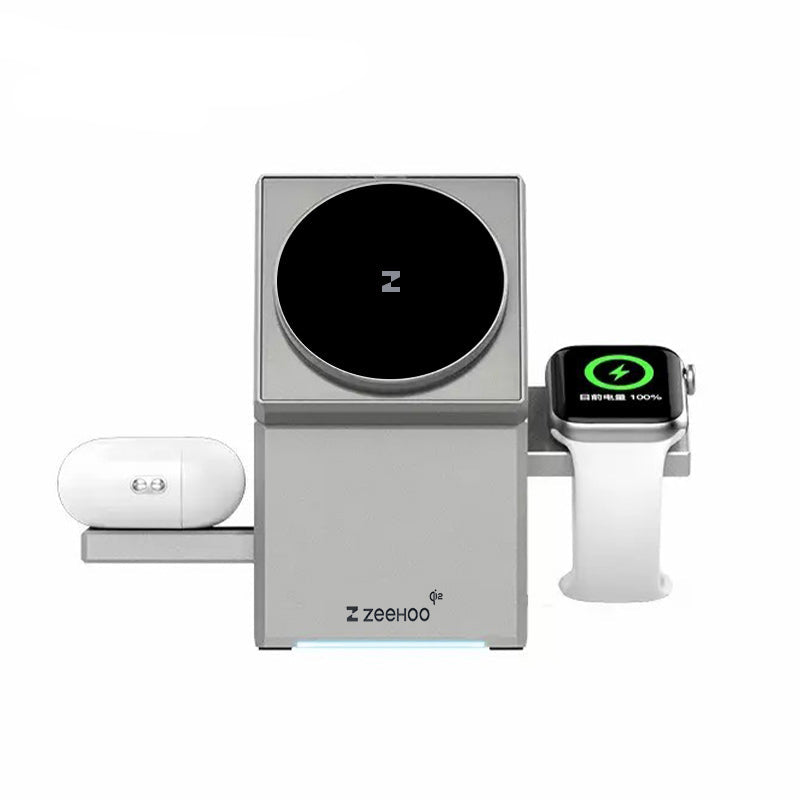 Wireless charger supports Qi2 protocol, compatible with MagSafe magnetic fast charging for phones, watches, and earbuds, compatible with Apple, Huawei, and Android