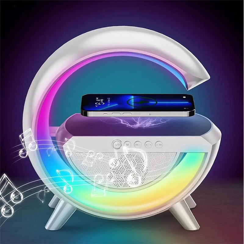 3 in 1 Night Light Bluetooth Speakers with 15W Wireless Charger, LED Desk Lamp with Rechargeable Battery, Bedside Lamp