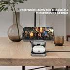 3 in 1 Wireless Charger Stand Magnetic Folding Stand for Apple iPhones Headphones Watch