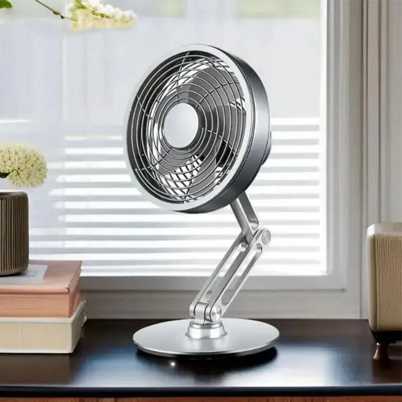 Mros Desktop Metal Small Fan Charging Office Retro Desktop Rotating Folding Electric Fan Desktop