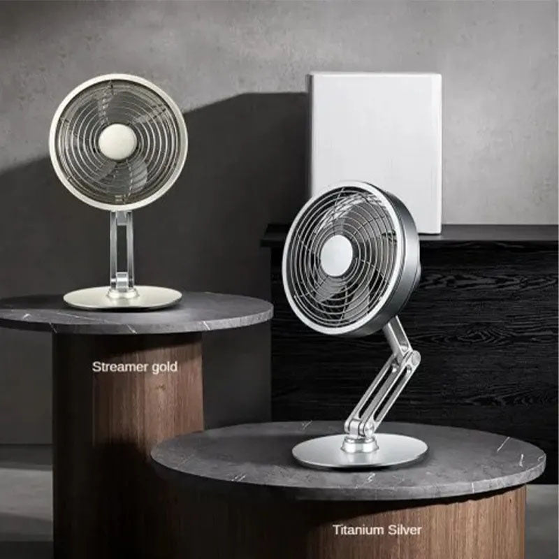 Mros Desktop Metal Small Fan Charging Office Retro Desktop Rotating Folding Electric Fan Desktop
