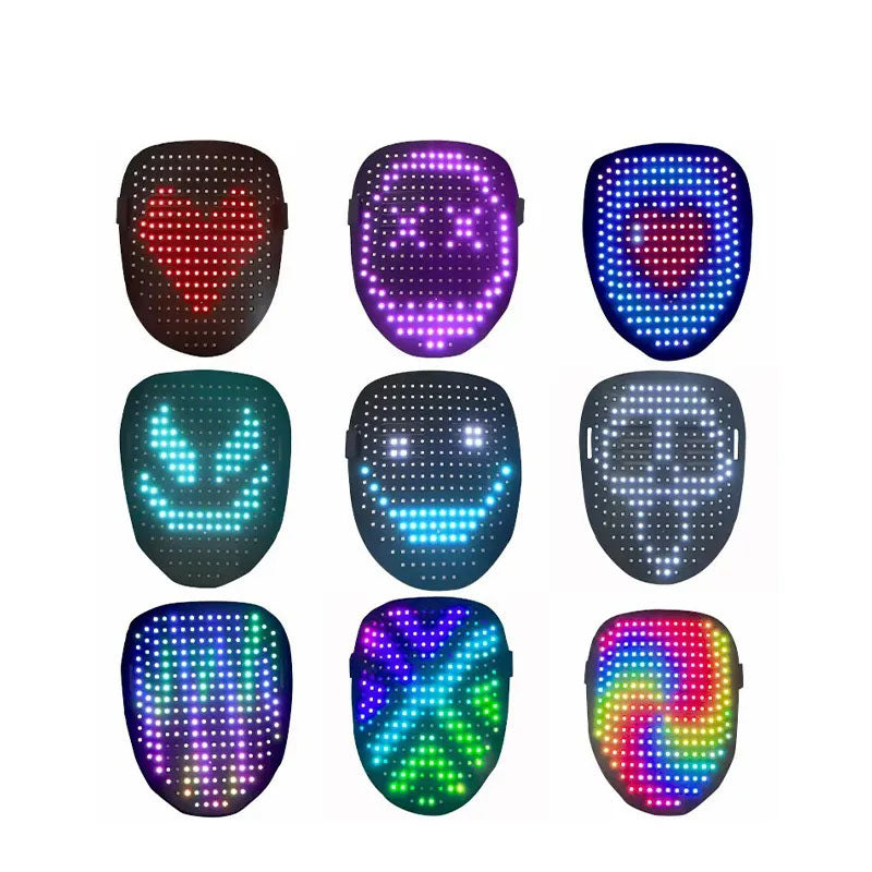 G-OUSSVE LED Halloween mask with app control, glowing face mask, face-changing sensor, party, ball, and bar atmosphere prop