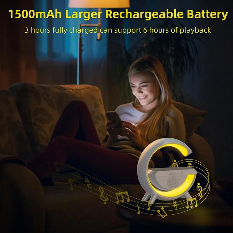 3 in 1 Night Light Bluetooth Speakers with 15W Wireless Charger, LED Desk Lamp with Rechargeable Battery, Bedside Lamp