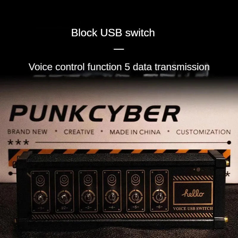 G-OUSSVE Cyberpunk Blocked USB Button Switch with Independent Control for Row Insertion, Retro Gold Plated Gift for Boyfriend Desktop Matching