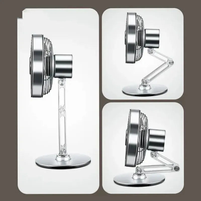 Mros Desktop Metal Small Fan Charging Office Retro Desktop Rotating Folding Electric Fan Desktop