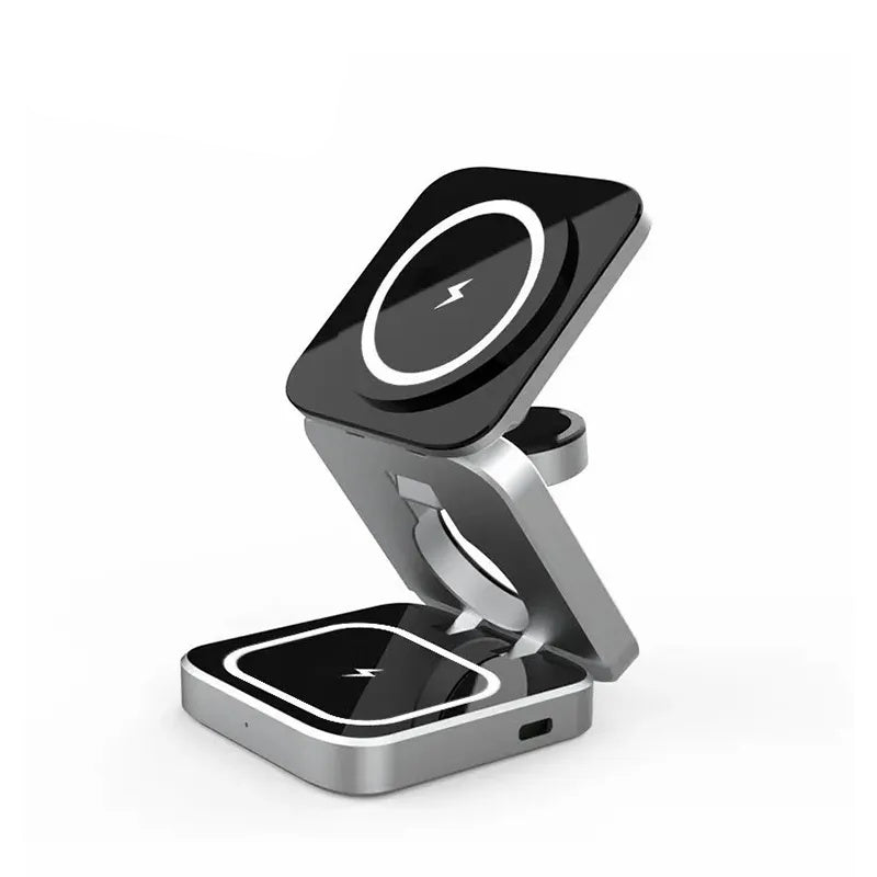 3 in 1 Wireless Charger Stand Magnetic Folding Stand for Apple iPhones Headphones Watch