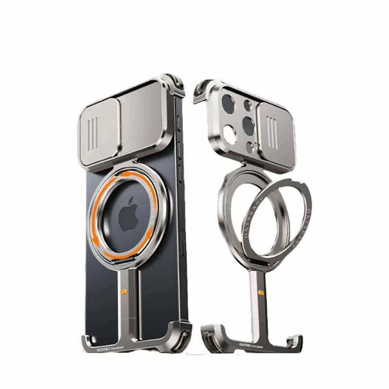 Metal Bare Frame Sliding Cover Protective Lens Anti-Scratch Camera Hidden Phone Case