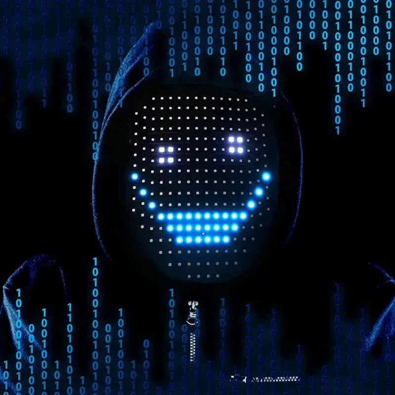 G-OUSSVE LED Halloween mask with app control, glowing face mask, face-changing sensor, party, ball, and bar atmosphere prop