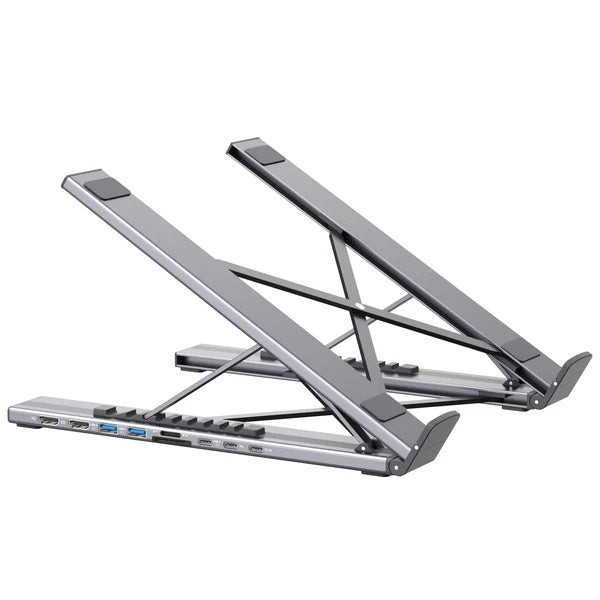 Laptop Stand,USB C Laptop Docking Station Stand, 8 in 1 USB C Hub, 2 USB 3.0, 1 USB-C Data, 1 TF Card Slot, 100W Power Delivery, Portable Design