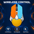 G-OUSSVE Rechargeable 2.4G Wireless Gaming Mouse, 3 DPI Levels, Orange Blue