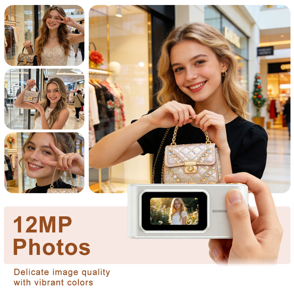 G-OUSSVE Retro CCD Digital Camera, 12MP Sony Sensor, 1080P HD Video, 1.47" IPS Screen, 8 Vintage Filters, USB OTG Phone Transfer, 600mAh Rechargeable Pocket Camera