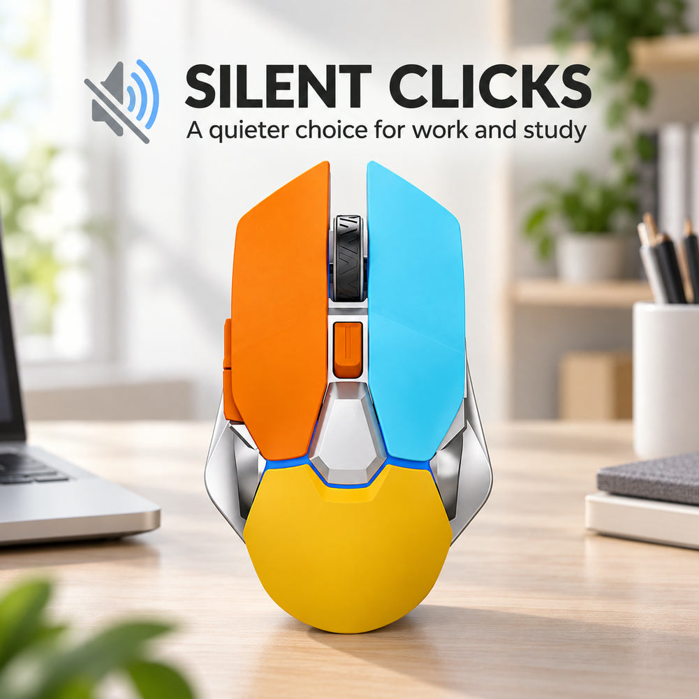 G-OUSSVE Rechargeable 2.4G Wireless Gaming Mouse, 3 DPI Levels, Orange Blue