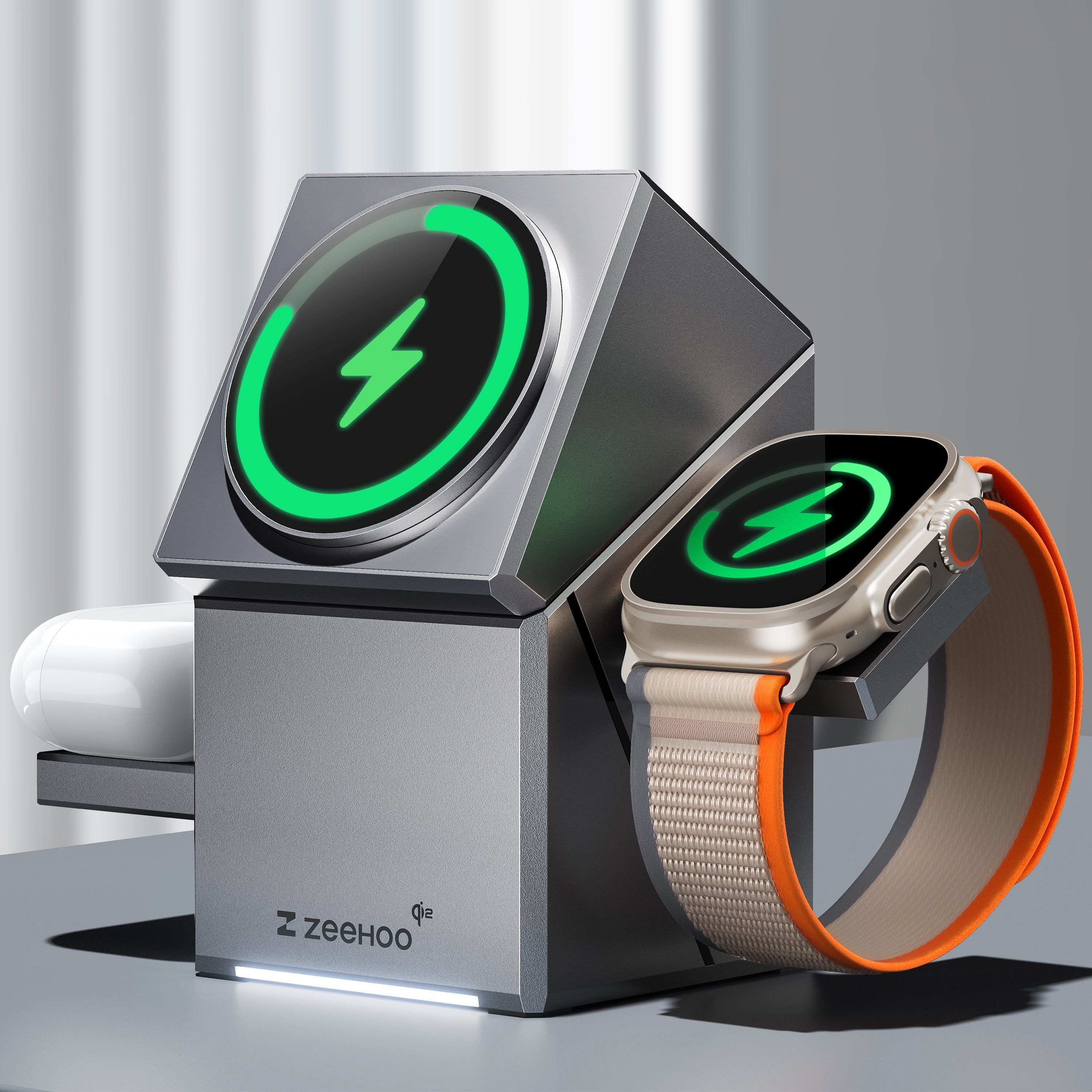 Wireless charger supports Qi2 protocol, compatible with MagSafe magnetic fast charging for phones, watches, and earbuds, compatible with Apple, Huawei, and Android