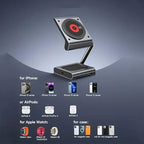 GIVBRO Magsafe Magnetic Wireless Charger Qi Folding Stand Suitable for Apple 16 iPhone 15 Pro 2-in-1 Expansion Phone Earphones Watch 3-in-1 27W Fast Charging Base Portable