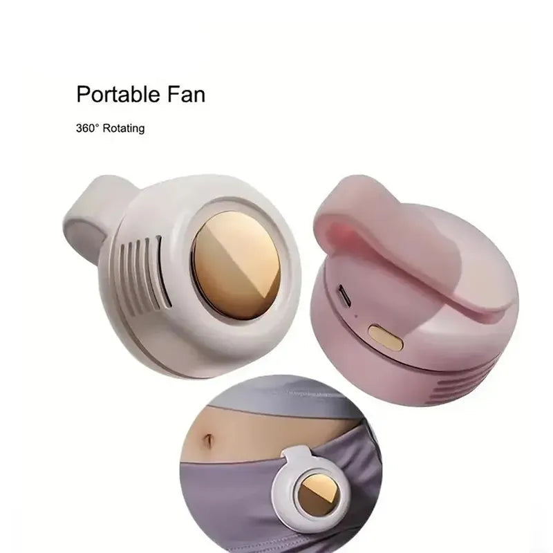 Portable Silent Mini Bladeless Electric Fan, Adjustable 3-Speed Suspended Collar & Waist Fans, Rechargeable Rotating Body Fan, Suitable For Outdoor & Travel & Office