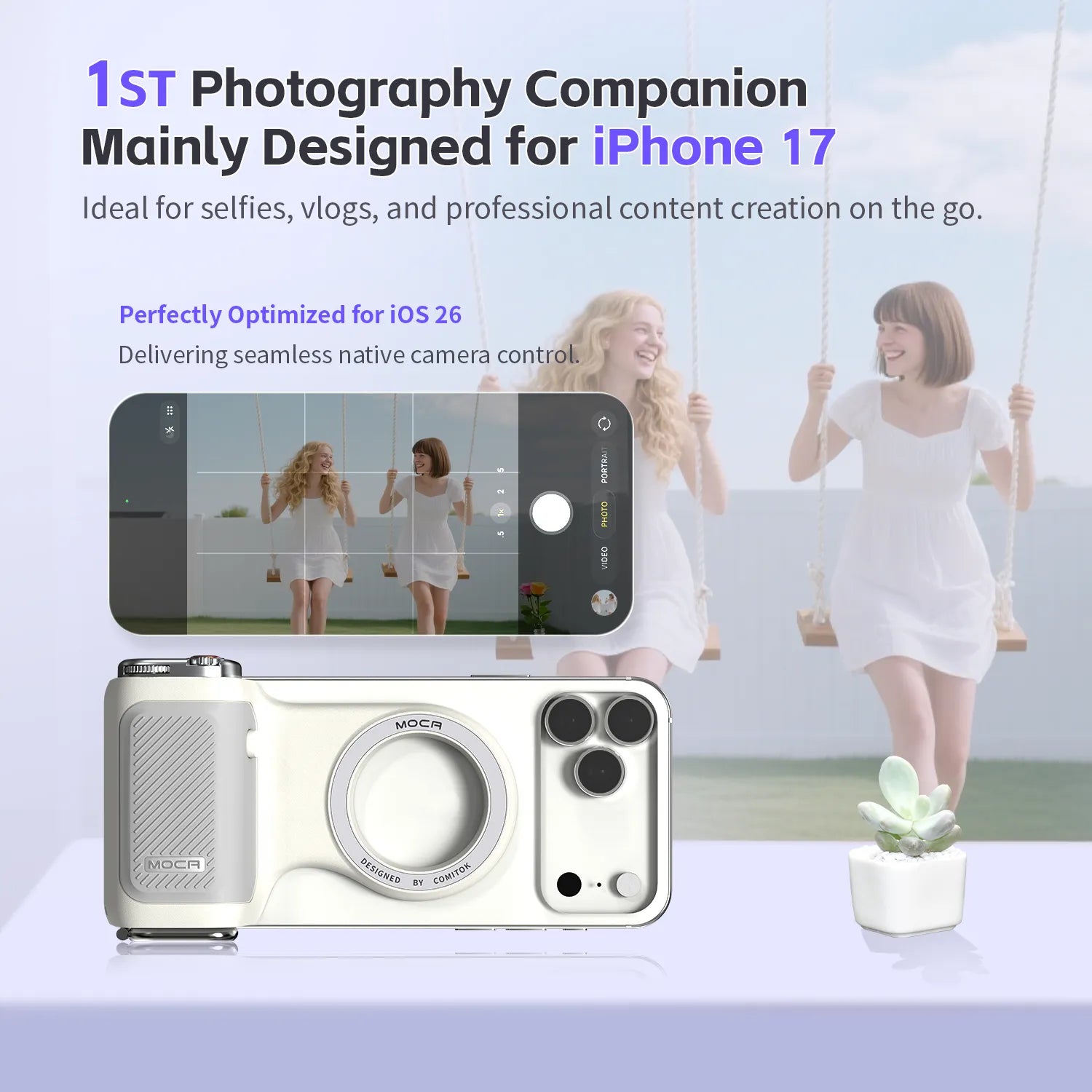 Magnetic Handheld Grip Phone Stand Camera Assistant with LED Fill Light 2-in-1, Compatible with iOS 26/iOS 18, Ergonomic Grip, One-Tap Camera, Rechargeable Remote, Ideal for Thanksgiving & Christmas Gift for Photography Enthusiasts