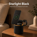 G-OUSSVE 3-in-1 Magnetic Wireless Charging Speaker, Bluetooth Speaker, 15W iPhone Charger, Warm Night Light & Device Stand