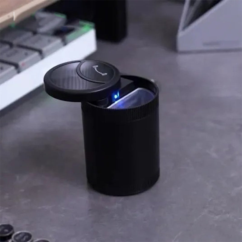 GIVBRO Car Ashtray With Light One-button Open Infrared Smokeless Ashtray With Lid Sealing Ring