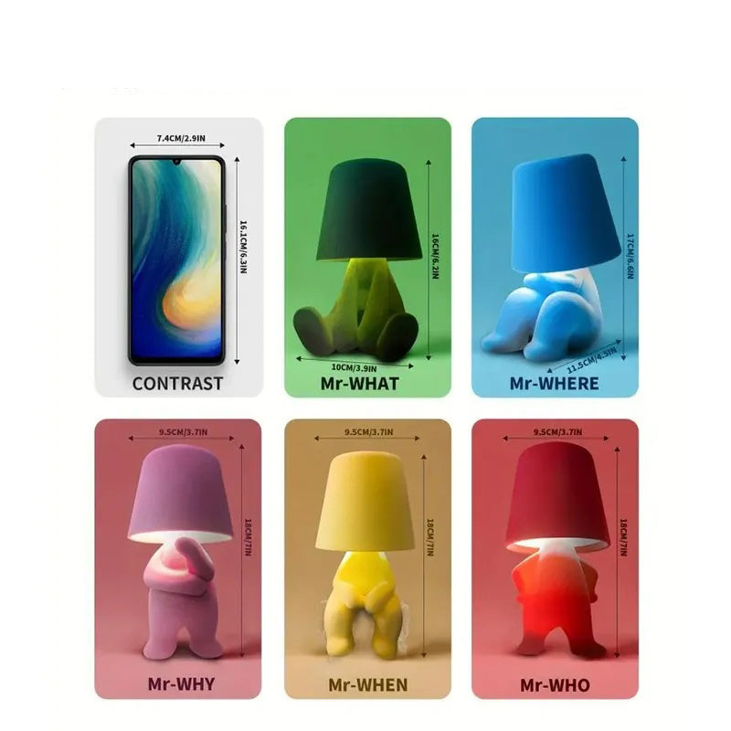 GIVBRO Cute Doll Design Table Lamp, 1 Count USB Rechargeable 3-level Dimmable Night Light, Decorative Light for Bedroom, Living Room, Office