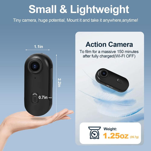 1080P/4K Thumb Action Camera, Thumb POV Portable Body Cam, Tiny Size, Hands Free, Mount Anywhere Magnetic Sport DV, Bike Cycling, Pet, Vlogging Card Water Proof