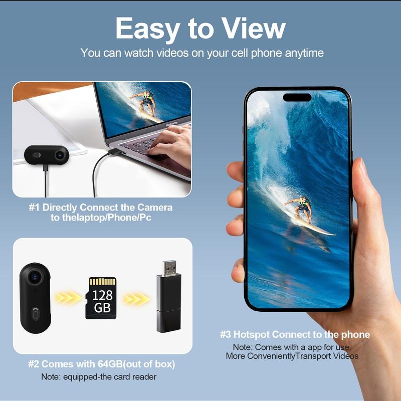 1080P/4K Thumb Action Camera, Thumb POV Portable Body Cam, Tiny Size, Hands Free, Mount Anywhere Magnetic Sport DV, Bike Cycling, Pet, Vlogging Card Water Proof