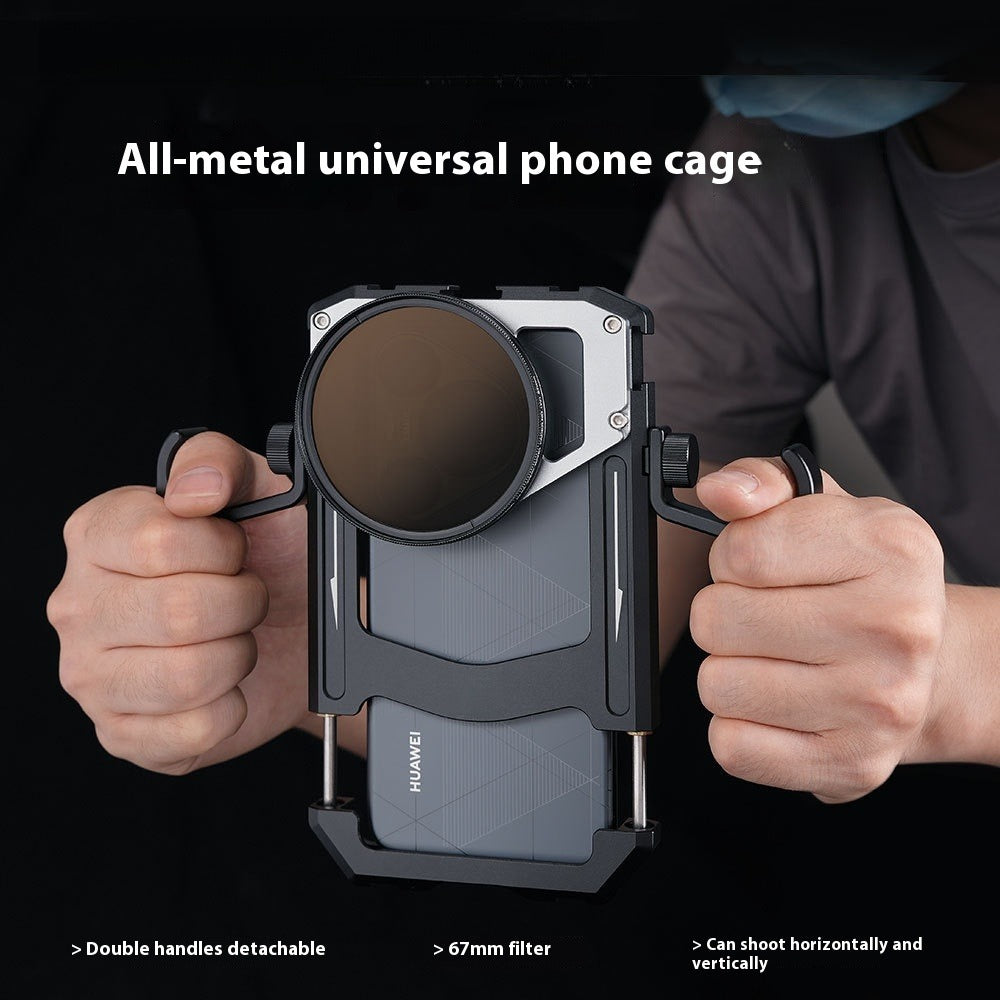 GIVBRO Universal Smartphone Cage with Hand Grips, 67mm Thread Filter Adapter, Stabilizer Rig for iPhone & Samsung, Vlog Live Streaming, Filmmaking, Video Recording