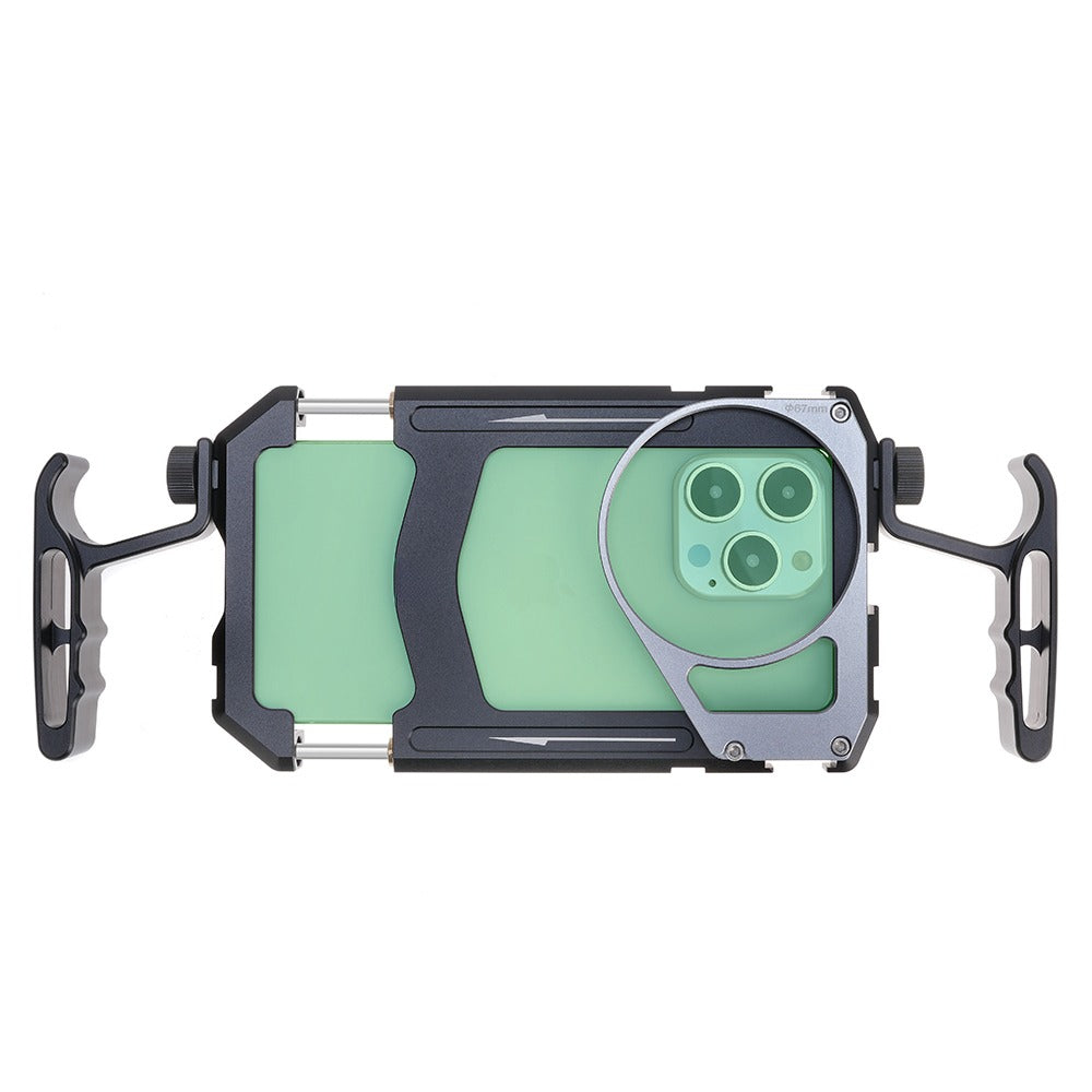 GIVBRO Universal Smartphone Cage with Hand Grips, 67mm Thread Filter Adapter, Stabilizer Rig for iPhone & Samsung, Vlog Live Streaming, Filmmaking, Video Recording