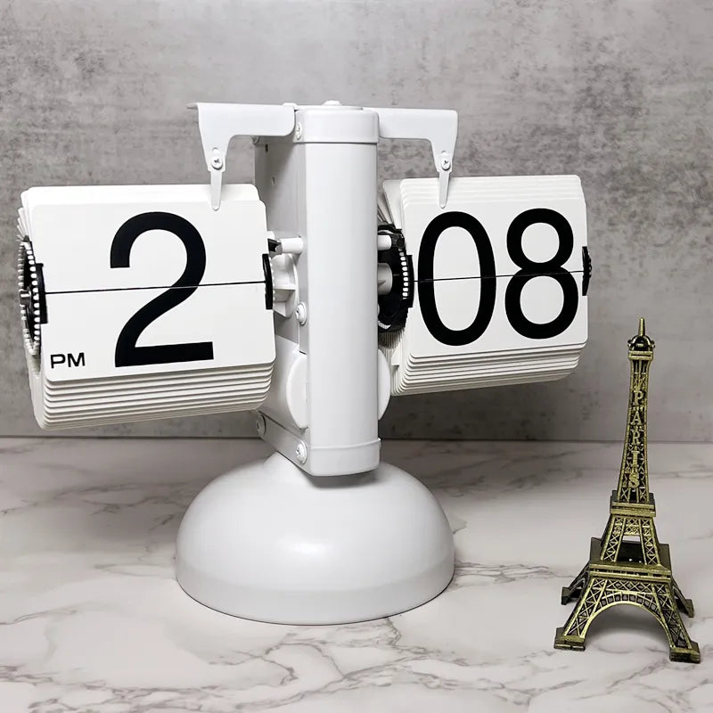 Creative Mechanical Automatic Page Turning Clock Desktop Simple Retro Table Digital Pendulum Clock Minimalist Decorative Table Clock