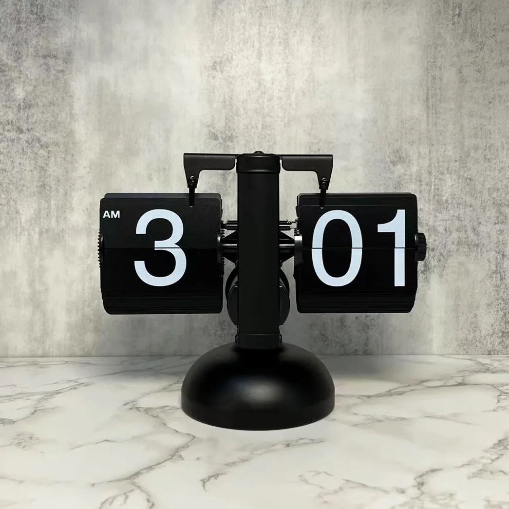 Creative Mechanical Automatic Page Turning Clock Desktop Simple Retro Table Digital Pendulum Clock Minimalist Decorative Table Clock