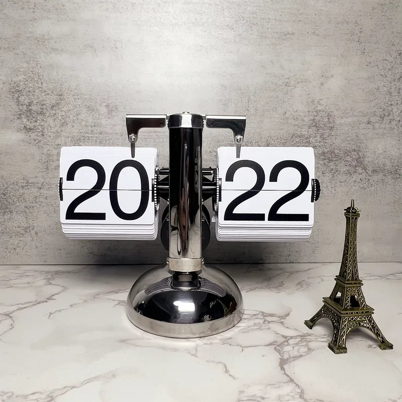 Creative Mechanical Automatic Page Turning Clock Desktop Simple Retro Table Digital Pendulum Clock Minimalist Decorative Table Clock