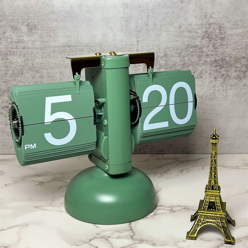 Creative Mechanical Automatic Page Turning Clock Desktop Simple Retro Table Digital Pendulum Clock Minimalist Decorative Table Clock