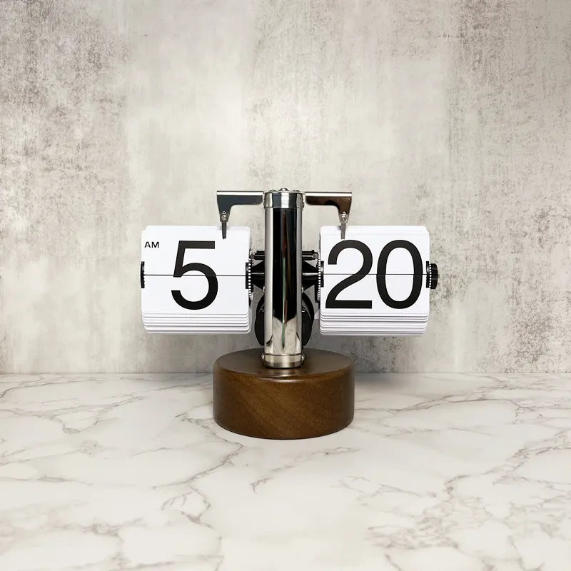 Creative Mechanical Automatic Page Turning Clock Desktop Simple Retro Table Digital Pendulum Clock Minimalist Decorative Table Clock