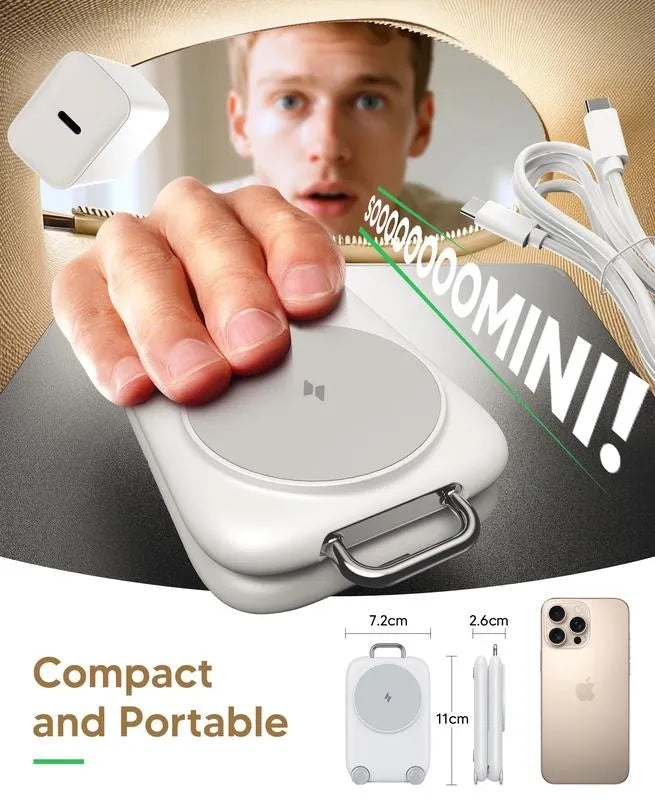 Traveling Fast Wireless Charging Station for Apple Devices, Magnetic 3 in 1 Travel MagSafe Charger Stand for iPhone 17 16 15 14 13 12 Pro Max Plus, Apple Watch& Air pods 4 3 2 Pro