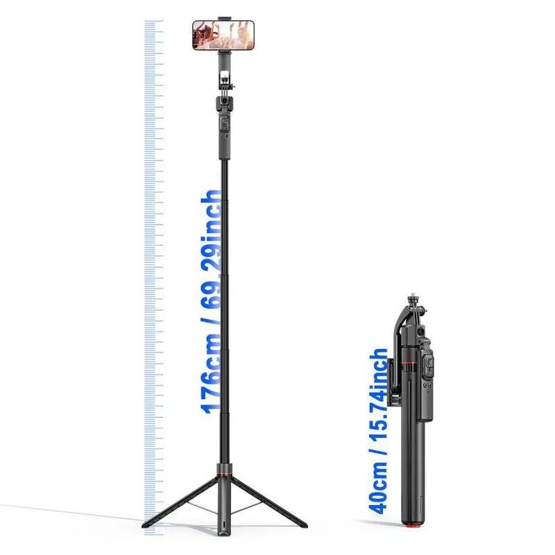 1.76m Tracking Function Automatic Pop-open Tripod Stand for Cell Phone, Detachable Phone Clip, Gesture Controls The Stable Tripod, Selfie Accessories