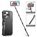 Concert Phone Case with Selfie Stick 3-in-1 Foldable iPhone Case Slim Vertical Design Rotatable Mount Bluetooth Remote Shooting Multi-Angle Rotation Folding Stand for Travel & Vlogging