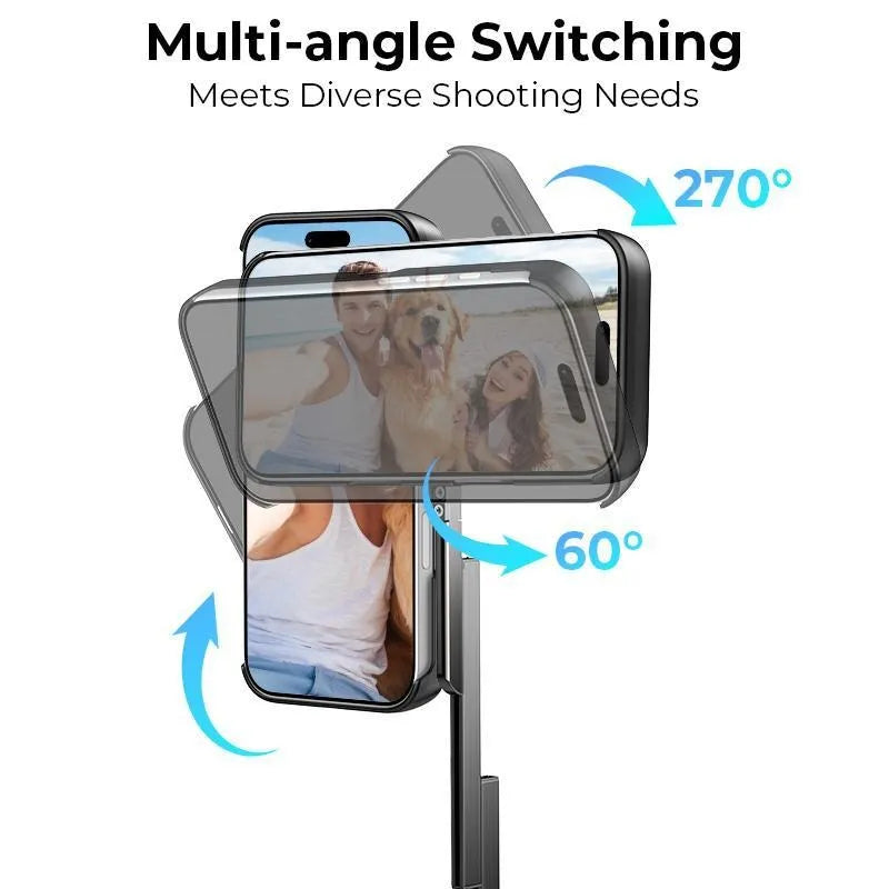 Concert Phone Case with Selfie Stick 3-in-1 Foldable iPhone Case Slim Vertical Design Rotatable Mount Bluetooth Remote Shooting Multi-Angle Rotation Folding Stand for Travel & Vlogging