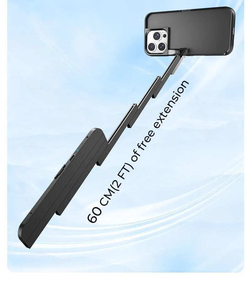 Concert Phone Case with Selfie Stick 3-in-1 Foldable iPhone Case Slim Vertical Design Rotatable Mount Bluetooth Remote Shooting Multi-Angle Rotation Folding Stand for Travel & Vlogging