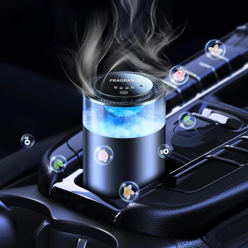 Rechargeable Smart Essential Oil Diffuser, Car Air Freshener with Auto On/Off and RGB Ambient LED Light for Vehicle & Room Aromatherapy Machine