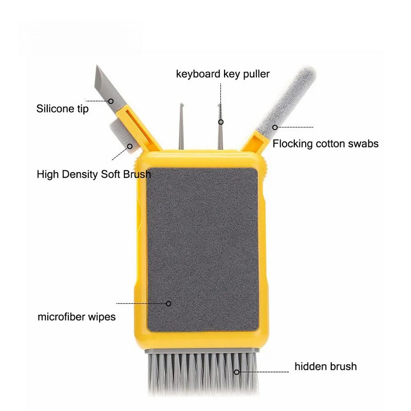 6-in-1 Keyboard Cleaner, Laptop Screen Cleaner, Electronic Cleaner Kit with Soft Keyboard Brush Keycap Puller for Airpod Laptop PC Monitor TV Earbud Phone Computer