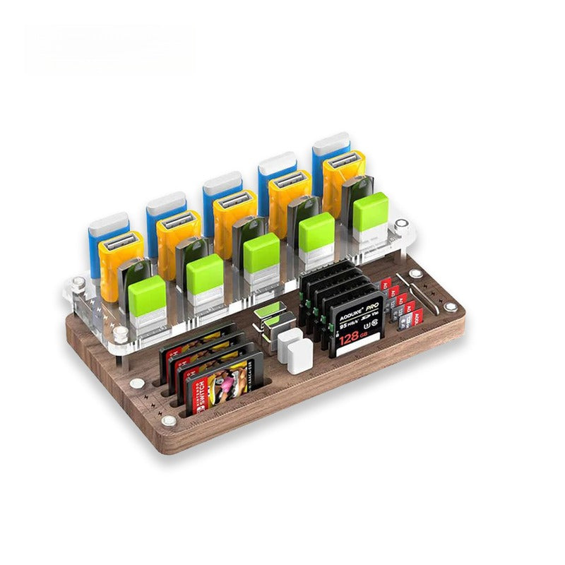 Transparent Wood SD Memory Card Storage Case, TF USB Disk, Type C SIM Card Pick-up Needle, Storage, Sorting Protective Base