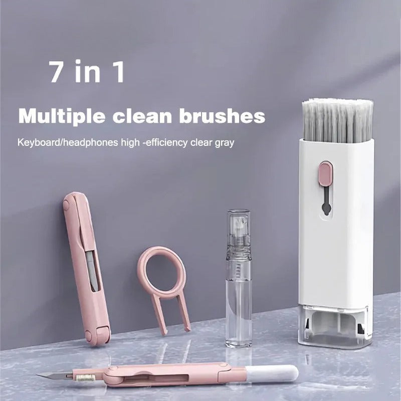 8 in 1 Keyboard Cleaning Set, Laptop Cleaner Kit Screen Swipe and Brush with Cell Phone Stand, Earphone Cleaning Pen for Airpod, Key Puller and Spray Bottle, for Computer/MacBook/Keyboard/iPad