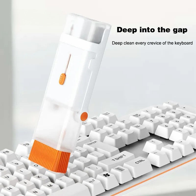 8 in 1 Keyboard Cleaning Set, Laptop Cleaner Kit Screen Swipe and Brush with Cell Phone Stand, Earphone Cleaning Pen for Airpod, Key Puller and Spray Bottle, for Computer/MacBook/Keyboard/iPad