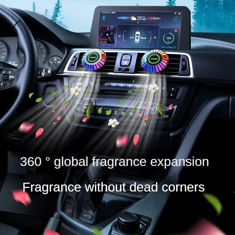 Car Aromatherapy Air Outlet, Car Atmosphere Light, Car Perfume 3D Pickup, RGB Voice-controlled Rhythm Light App control