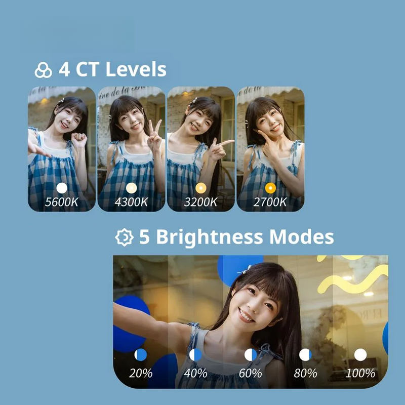 Magnetic Selfie Light for iPhone, Phone Light with a Mirror, Instant Attachment for MagSafe, for Selfies, Video Conference, Vibe P48 Black/White 4656/4933 Convenient Vlogging kit