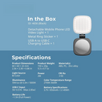 Magnetic Selfie Light for iPhone, Phone Light with a Mirror, Instant Attachment for MagSafe, for Selfies, Video Conference, Vibe P48 Black/White 4656/4933 Convenient Vlogging kit