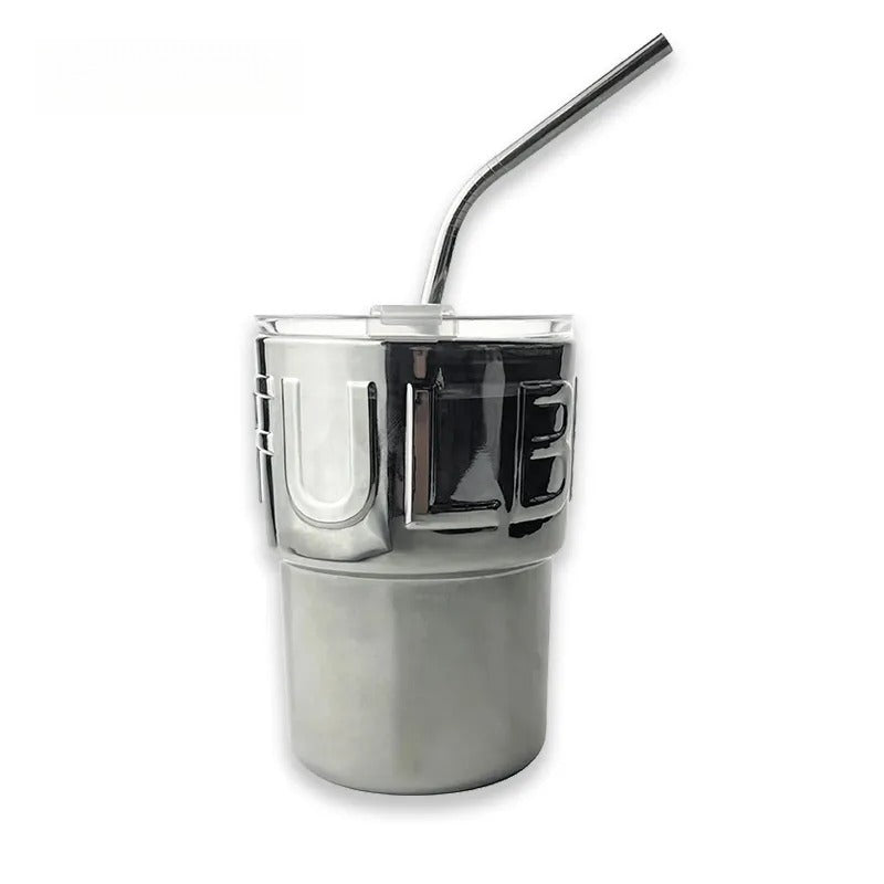 Coffee Cup, Glass Straw Cup, Water Cup with Lid (400-500ml)