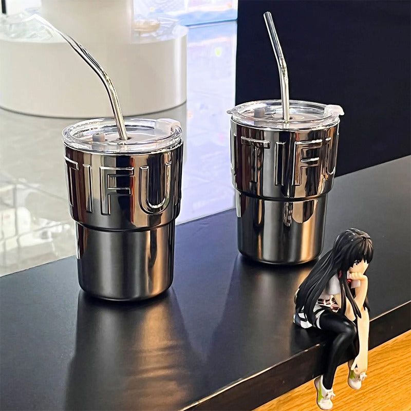 Coffee Cup, Glass Straw Cup, Water Cup with Lid (400-500ml)