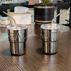 Coffee Cup, Glass Straw Cup, Water Cup with Lid (400-500ml)