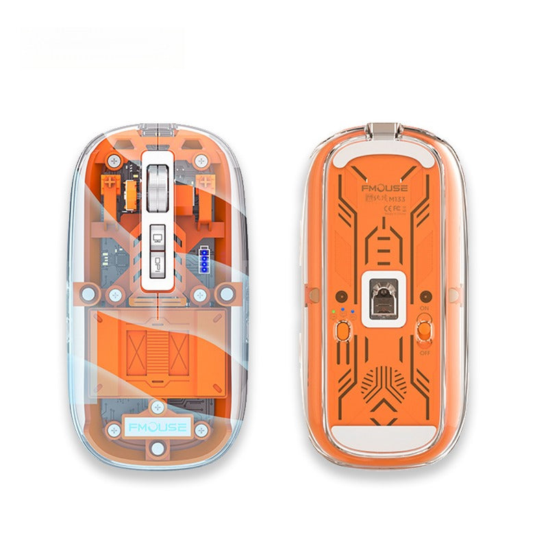 Wireless Rechargeable Bluetooth Mouse BT1 BT2 2.4G Hidden USB Receiver Transparent Clear Cool Shell 4 DPI Adjustable Mute Click, Mini Portable for Business Home&Office PC Win/Mac/Laptop